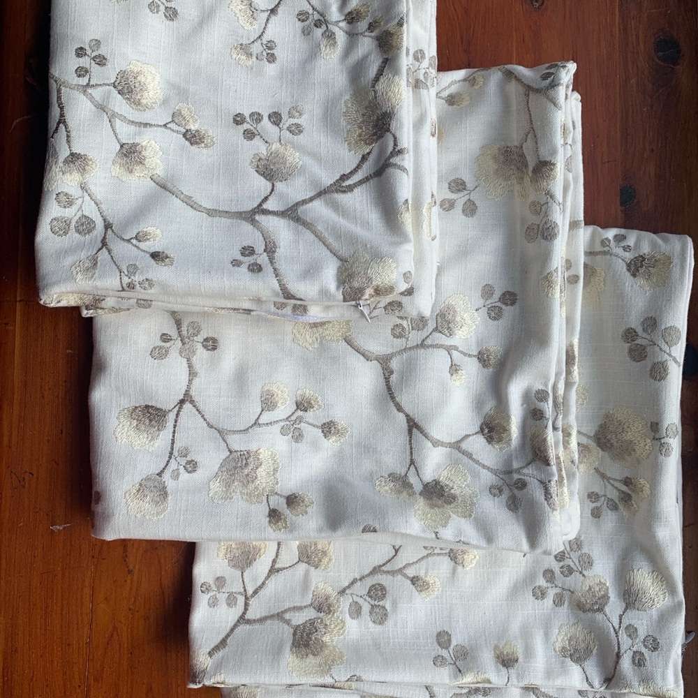 Floral Embroidered Pillow Shams: Set of Three (Two 24” Euro Shams, One 18” Sham)